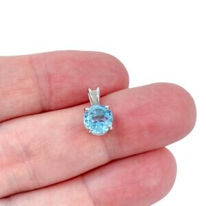 Blue Topaz Solitaire Pendant | PAJ Sterling Silver 925 Sparkling Jewelry